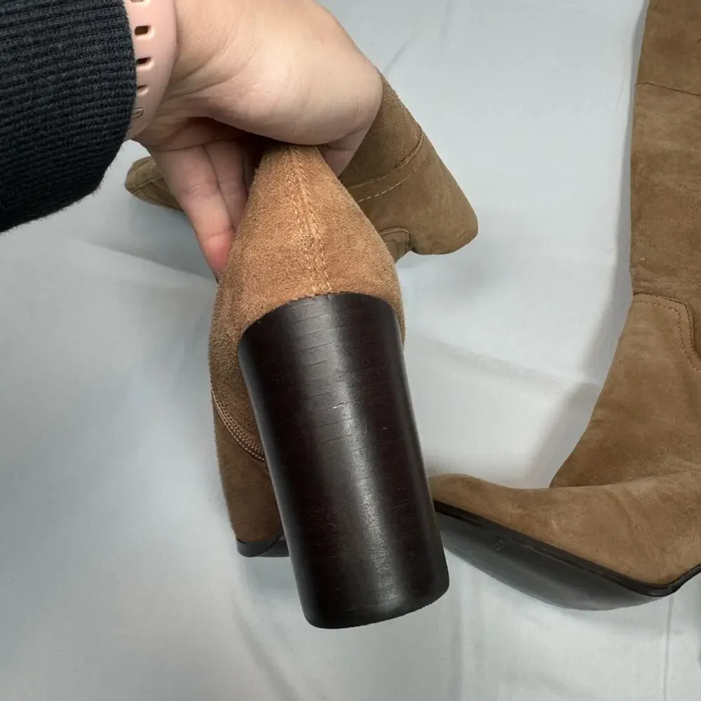 Pour La Victoire OTK Suede Boots Talia Block Heel Knee High Size 8.5
